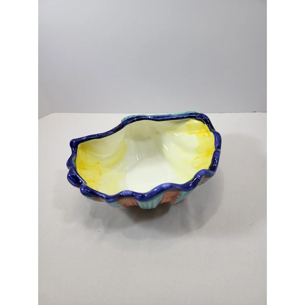 Ciao Italya Bellini Clam Shell Fish Bowl Set Hand Painted Italian Coastal Decor,